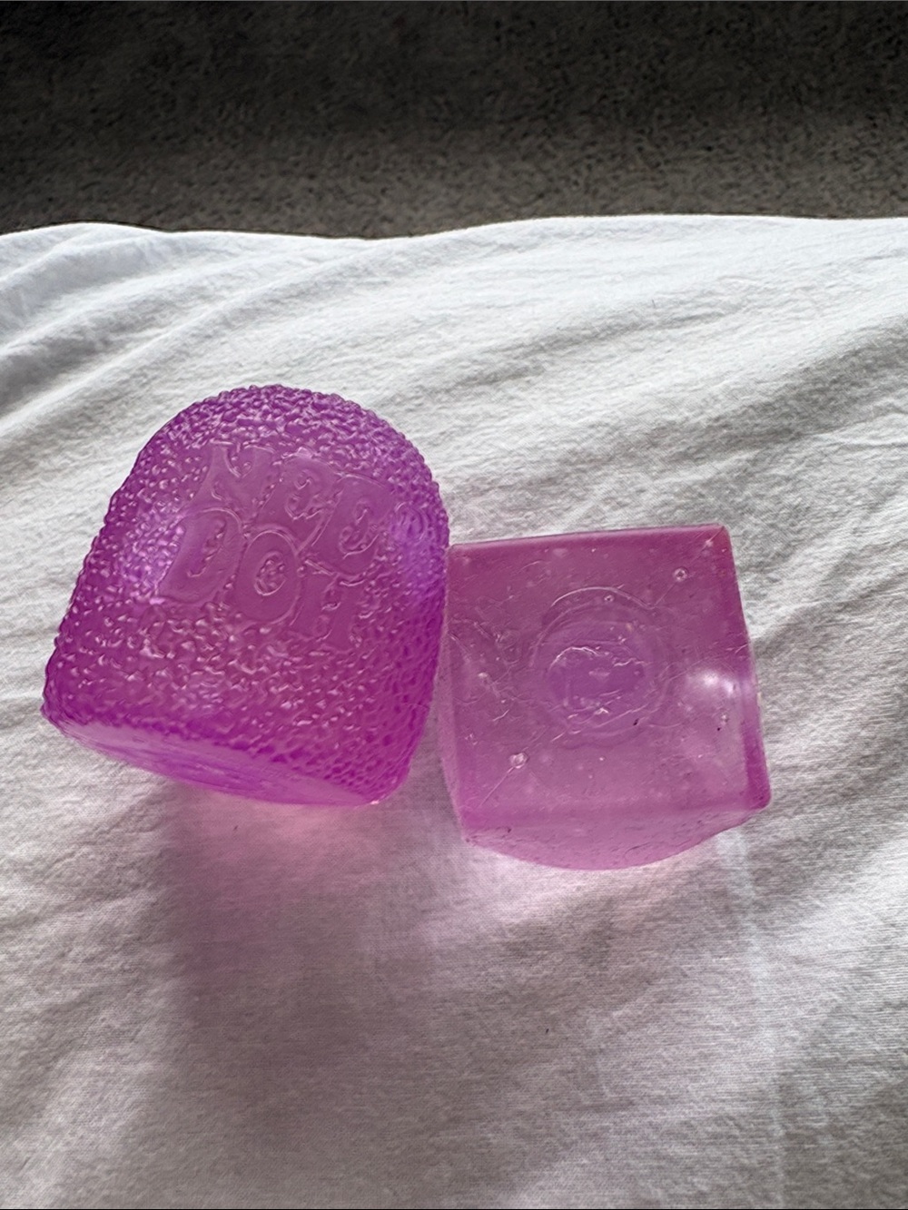 Purple NeeDoh Gum Drop hard to find plus no brand purple cube squishy